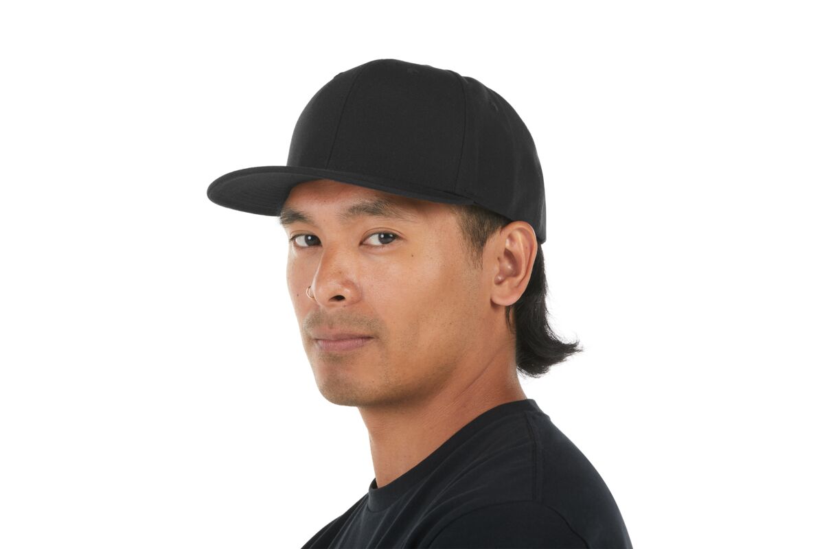 recycled-poly-classic-6-panel-hat-m2 WebPDP-HAT001002_Recycled_Poly_Classic_6Panel_Hat_Black_Studio_Harper_Studios_0723_Side_3__HAT001002OS.jpg