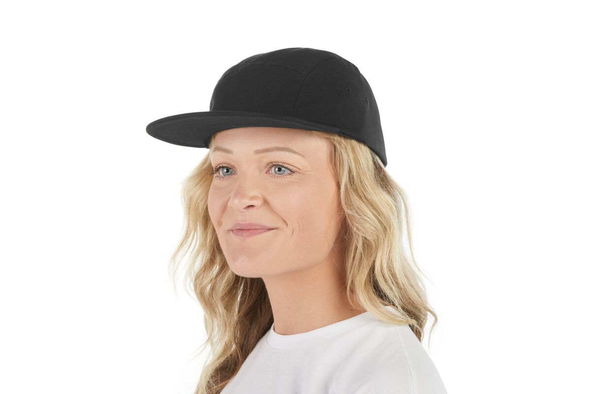 recycled-poly-flat-brim-5-panel-hat-t0 WebPDP-HAT003002_Recycled_Poly_Flat_Brim_5Panel_Hat_Black_Studio_Harper_Studios_0723_Front_2__HAT003002OS.jpg