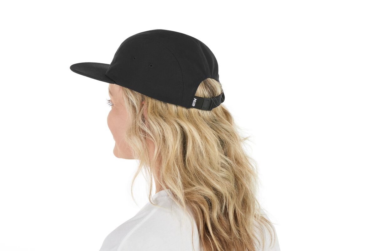 recycled-poly-flat-brim-5-panel-hat-t0 WebPDP-HAT003002_Recycled_Poly_Flat_Brim_5Panel_Hat_Black_Studio_Harper_Studios_0723_Side_2__HAT003002OS.jpg