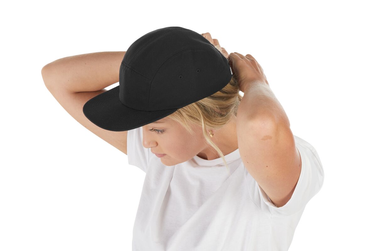 recycled-poly-flat-brim-5-panel-hat-t0 WebPDP-HAT003002_Recycled_Poly_Flat_Brim_5Panel_Hat_Black_Studio_Harper_Studios_0723_Side_4__HAT003002OS.jpg